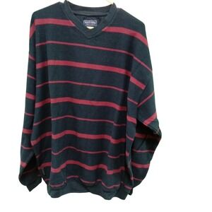 Duck Head Men's LARGE Striped V‎ Neck Long Sleeve Pullover Sweatshirt